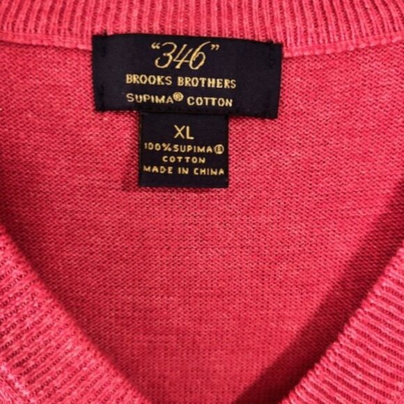 Brooks Brothers XL 100% Supima Cotton V-Neck Sweater Vest Red Wash Preppy Soft - Picture 5 of 5